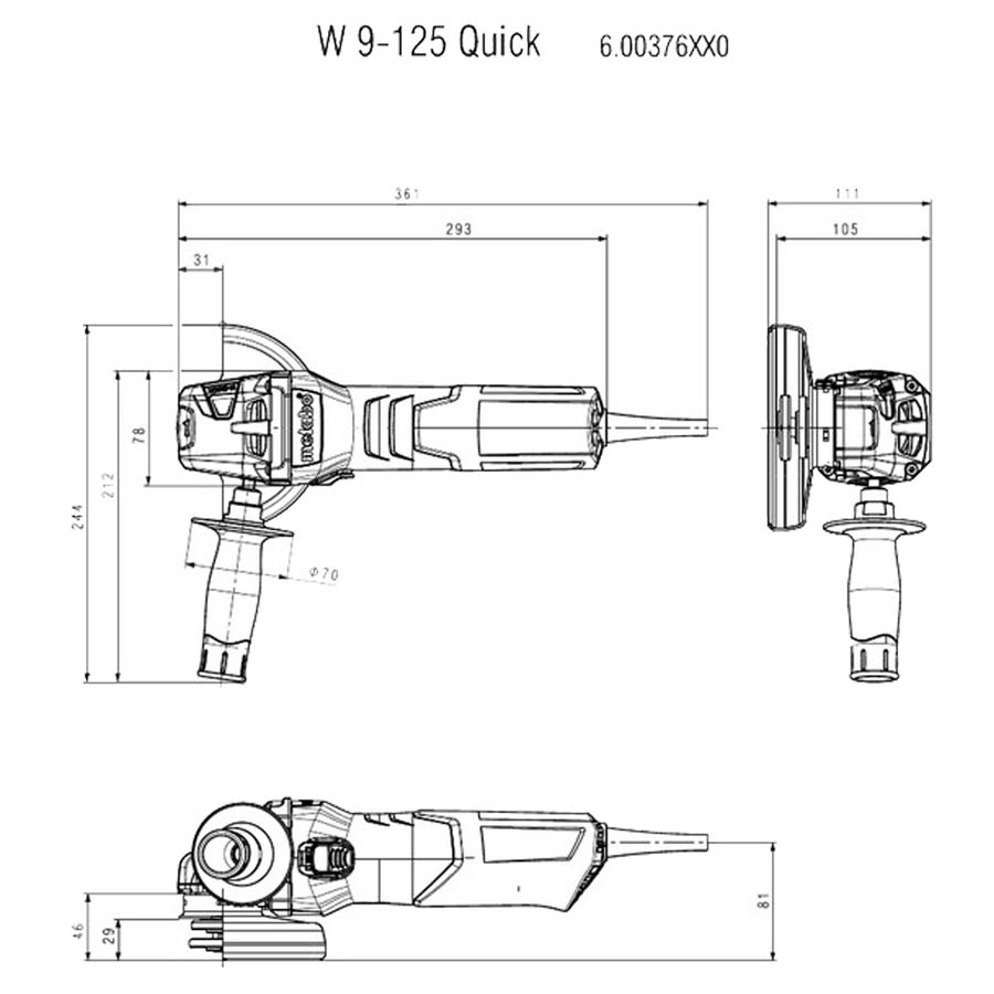 Размеры болгарок. Metabo УШМ W 9-125 600376010. Болгарка (УШМ) Metabo w 9-125 600376010. УШМ Metabo w 9-125. УШМ Метабо 900.